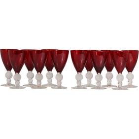 Set of 12 Vintage Morgantown Golf Ball Ruby Red Water Goblets