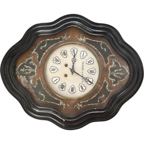 Antique Dubois Carlier French Wall Clock – Circa 1900, Mother of Pearl Inlay