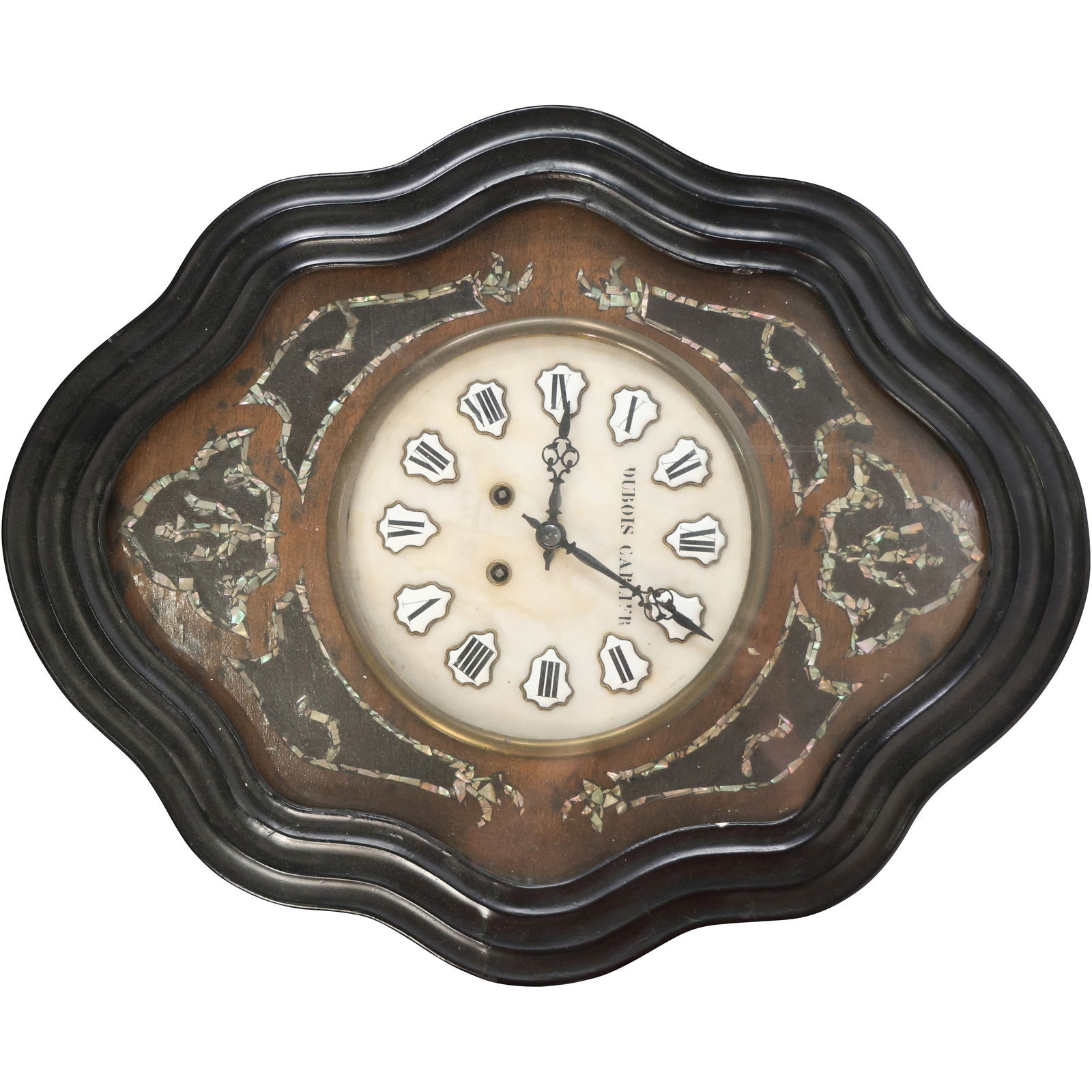 Antique Dubois Carlier French Wall Clock – Circa 1900, Mother of Pearl Inlay (1 of 20)