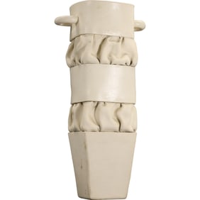 Unusual Tall White Art Pottery Vase 17 in. height, Artist Signed and Dated 1982