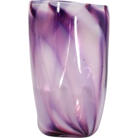 Purple Amethyst Swirl Art Glass Vase 11 in. height x 7 in. wide