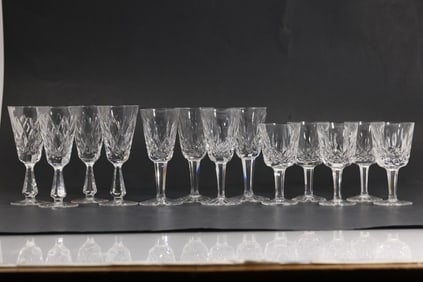 13 Pieces Signed WATERFORD Crystal Glass Stemware Set of 8 and Set of 5