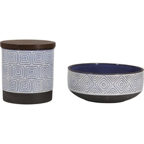 vintage Danish ceramic lidded jar and a matching bowl from the "Thule" series, Anni Jeppesen