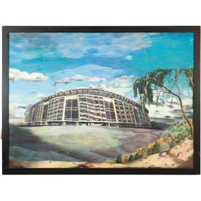 Jane Irish, b. 1955 American, SHEA STADIUM NEW YORK METS 1985, Egg Tempera Painting
