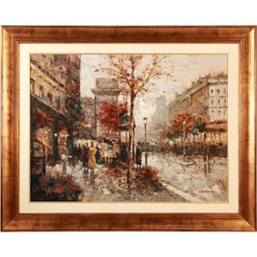 Signed Darl S Hein, Fabulous 20th Oil on Canvas Painting Parisian Sreet Scene, Framed