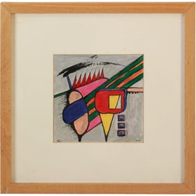 Andrew Zietkiewicz, Polish / American, Colorful Abstract Tempera Painting on board, Signed & Stamp