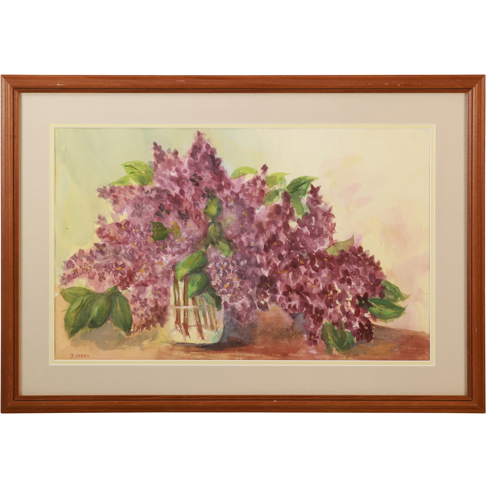 Jehudith [Judyta] Sobel [1924-2012] Polish, Watercolor Painting "Bouquet of Lilacs", Signed (1 of 14)