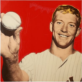 Steve Kaufman - Mickey Mantle - 1995 Serigraph on Canvas 40 inches x 40 inches