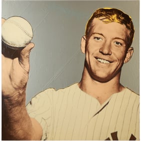 Steve Kaufman - Mickey Mantle - 1995 Serigraph on Canvas 40 inches x 40 inches.