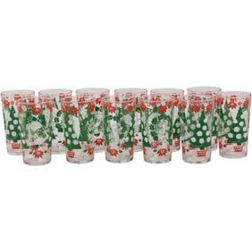 Set of 12 Hazel Atlas "Merry Christmas Happy New Year" tumblers