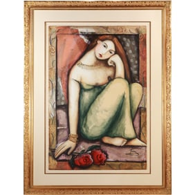 SUSAN KRIEG, (AMER B. 1952) Large Size SERIGRAPH ON PAPER "BENEDICTION", Framed