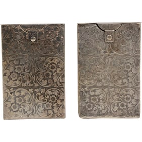 2 Silver Plate Oranate Cigarette Cases