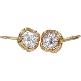 14K Gold Drop CZ Round Earrings , 5/8 in. x 3/8 in.