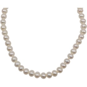 14K Gold Classic Strand of Freshwater Cultured Pearls Necklace 18 in. x 1/4 in.