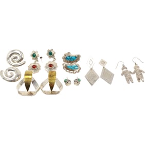 92.3 grams Total Weight 7 Assorted Pairs Sterling Silver Pierced Earrings - See Pictures