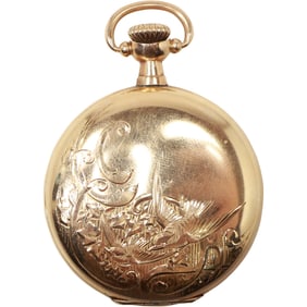 Elgin 14K Gold Filled Ladies Pocket Watch [working] Star Case Engraved Victorian Design, Bird