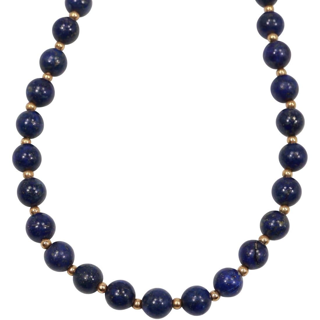 14K Gold Lapis Beads Necklace with 14K Gold Spacer Beads and Clasp 30 inches x 1/4 in. (1 of 12)