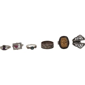 41.9 grams Total weight Sterling Silver 6 Assorted Rings - See Pictures