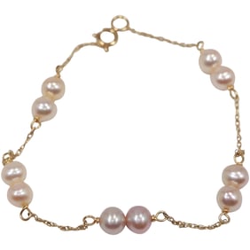 14K Gold Freshwater Cultured Pearls Bracelet 7 1/2 in. x 1/4 in.