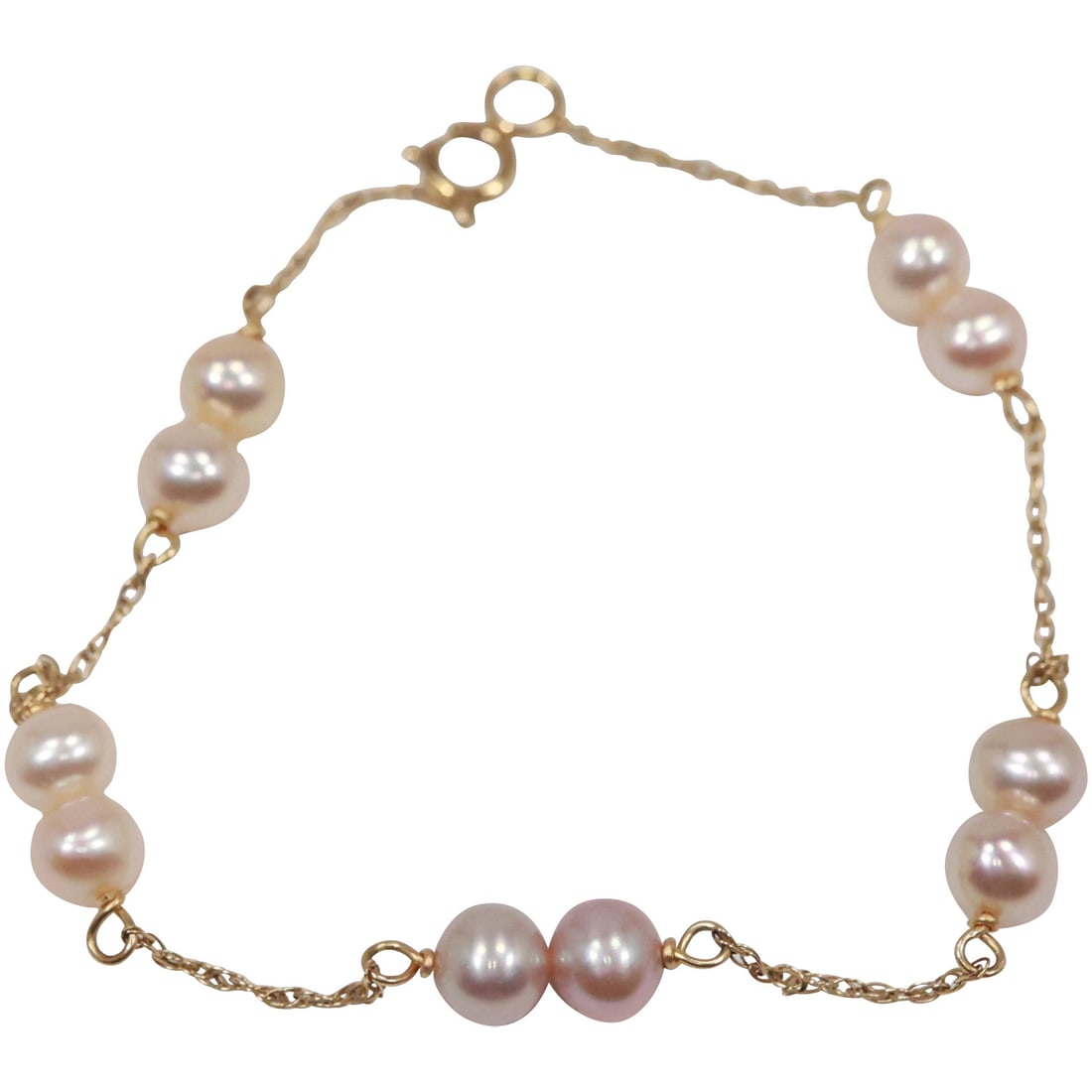 14K Gold Freshwater Cultured Pearls Bracelet 7 1/2 in. x 1/4 in. (1 of 12)