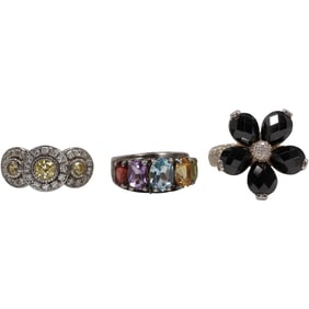 22.3 grams Total Weight 3 Assorted Sterling Silver Quality Rings - See Pictures
