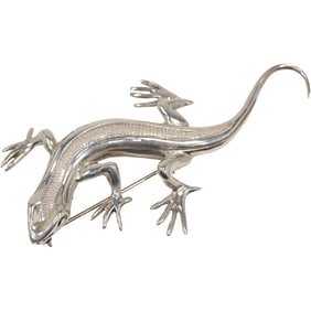 14.2 grams Sterling Silver TV-47 Mexico .925 Large Lizard Pin, 3 in. x 1 3/4 in.