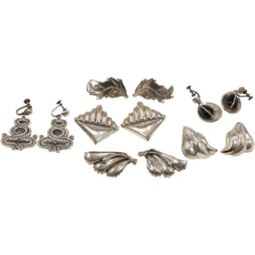 87.1 grams Sterling Silver Assorted Screw Back and Clip-on Earrings - Variety - See Pictures