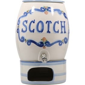 Rare M.A. Hadley Pottery Scotch Whiskey Dispenser Blue Hand Painted Signed Louisville