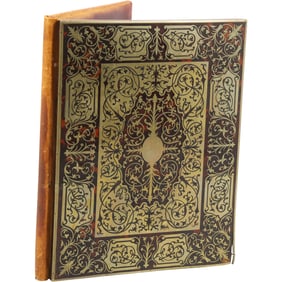RARE 19th C. Victorian Brass Boulle Inlaid Marquetry Design Note Book Binder
