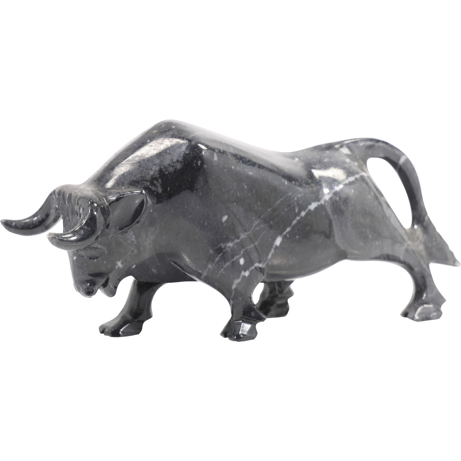 Vintage Hand Carved Granite Stone Bull Sculpture Figurine (1 of 10)