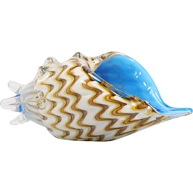 Murano Style Art Glass Conch Shell Sculpture