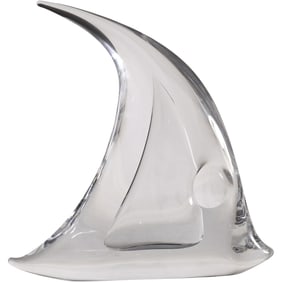 Mario Broggi Art Glass Sail Fish Sculpture Signed, 11 inches x 10 inches