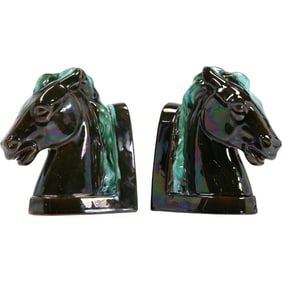 Vintage Blue Mountain Pottery Horse Head Bookends