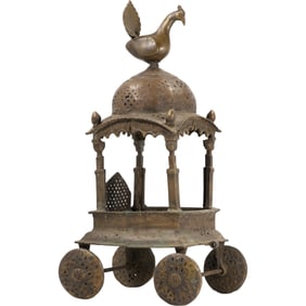 Indian Bronze Peacock Ceremonial Chariot, Orginal Patina, 19 inches height