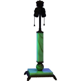 Vintage Art Deco Double Socket Uranium Lamp 20 inch overall height x 7.5 in. wide base