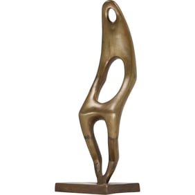 Bronze Modernism Shaped Body Sculpture Signed "K. W." and "Y K W 97", 16.5 inches height