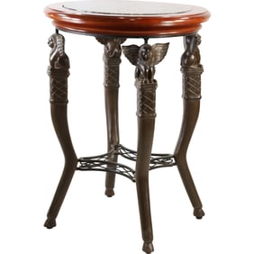 Antique Bronze Winged Lion Gilt Table Victorian Renaissance Revival with Marble Top