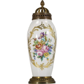 Sevres Style French Porcelain Cylindrical Boudoir Electrified Lamp 11 n. height x 4 in. wide