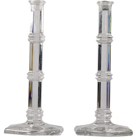 Pair of Signed Tiffany & Co Windham Crystal Candlesticks 11 inches height