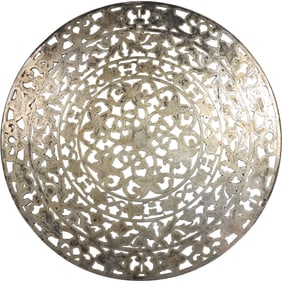 Webster Sterling Silver on Round Glass Hot Plate Serving Tray 10 inches diameter