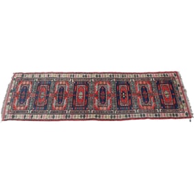 Antique Estate Carpet Runner PERSIAN CAUCASIAN GEOMETRIC MEDALLIONS Very Good Condition, Good Pile