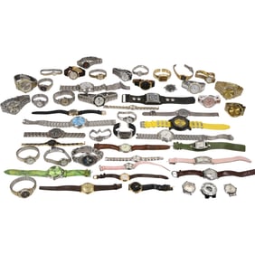 Estate Collection of 14 Assorted Wristwatches: Fossil, Termer, Timex, Waltham, Anne Klein,