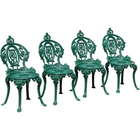 Set 4 Early 20th Century Victorian Cast Iron Garden Chairs by Atlanta Stove Company