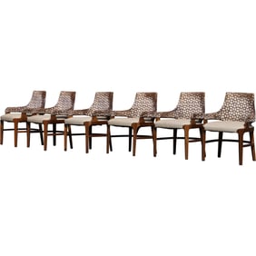 Set 6 J A CASILLAS Mid-Century Modern Design Hip Rest Chairs with Leopard Pattern Upholstery