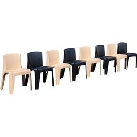 Set 8 Space Age Bofinger BA1171 Molded Chairs by Helmut Bätzner, 1970s, Beige and Black