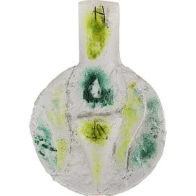 Yao Yuan Hand Blown Murano Style Art Glass Vase with face. 15 inches height x 10 in. wide