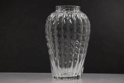 Vintage Tiffany & Co Oriental Pattern EA331 Large Crystal Vase 13 inches height