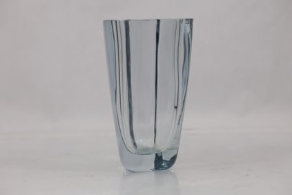Signed Asta Stromberg Tri Symmetric Crystal Glass Vase 7 in. height