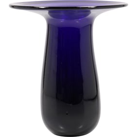 Signed KW Doerstling 1972 Colbalt Blue  Studio Art Glass Vase 8.75 in. height