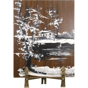 Morris Katz 1984, Jewish American, Acrylic on Board Painting, Chalet in the Catskills